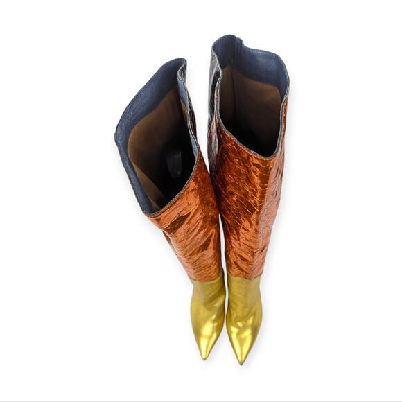 Jeffrey Campbell Metallic Multi Leather Man Eater Over the Knee Boots Size 5.5 - Picture 4 of 9